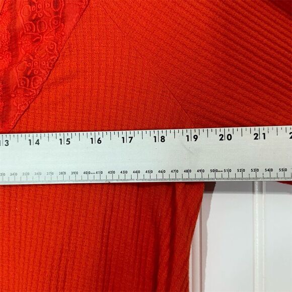 Free People Parisian Nights Red Lace Bell Sleeve Boho Top M NWT Romantic Western - Picture 6 of 9